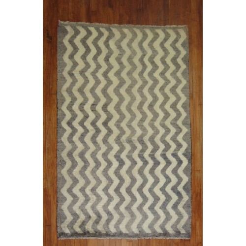 Gray Ivory Vintage Turkish Tulu Rug No. 30626