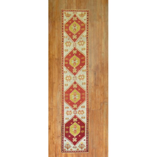 Narrow Antique Turkish Anatolian Runner No. 30915