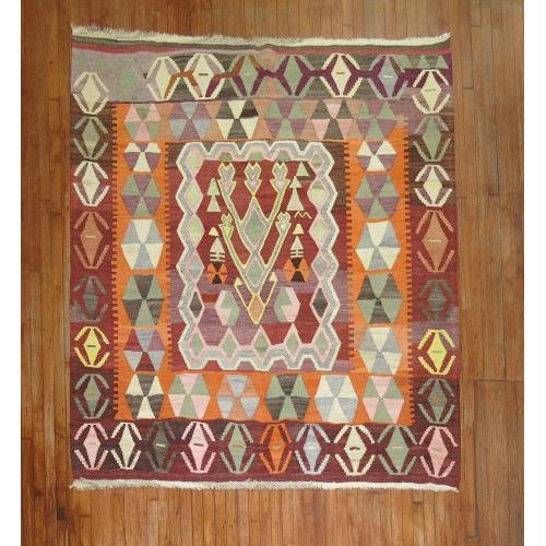 Vintage Turkish Square Kilim No. 31022