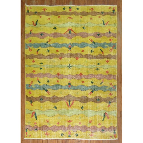 Yellow Turkish Deco Rug No. 31060