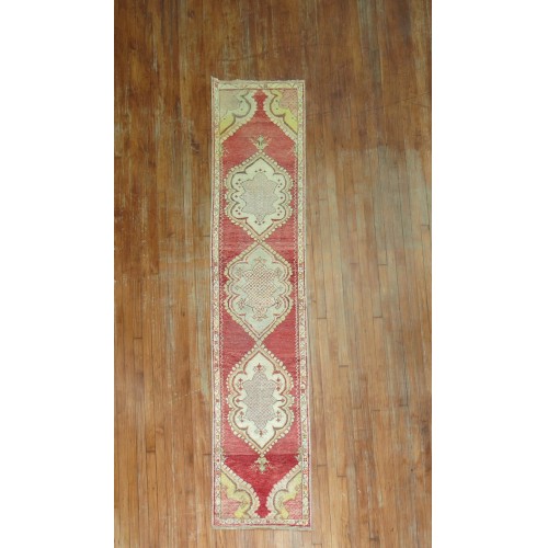 Narrow Vintage Turkish Oushak Runner No. 31067