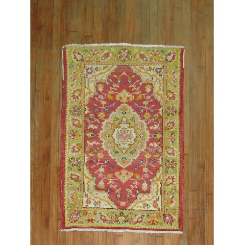 Colorful Vintage Turkish Oushak Throw Rug No. 31110