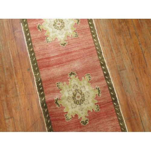 Soft Red Vintage Turkish Konya Runner No. 31152