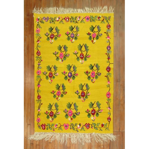 Bright Yellow Vintage Turkish Kilim No. 31252