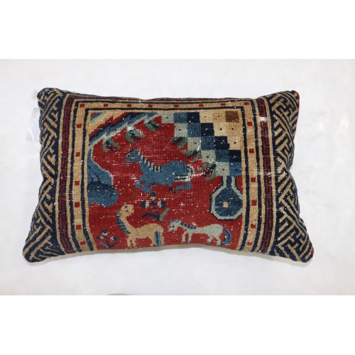 19th Century Animal Tibetan Rug Pillow No. 31306c