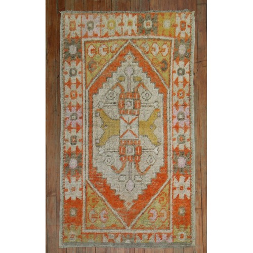 Bright Orange Anatolian Scatter Rug No. 31415