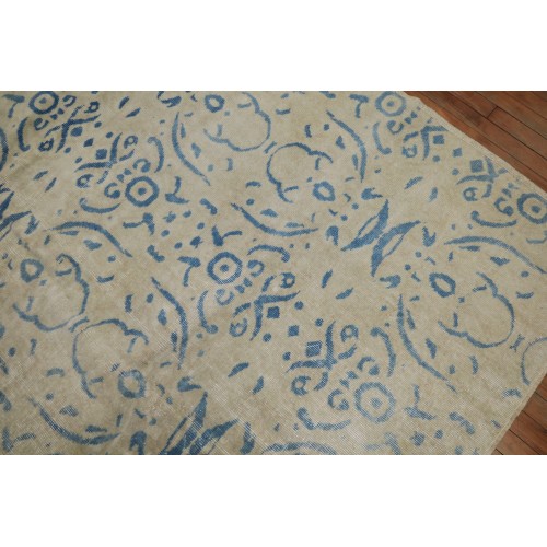 Sky Blue Tan Turkish Deco Rug No. 31421