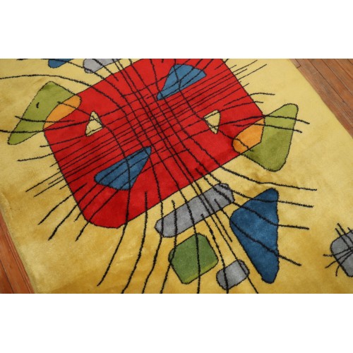 Yellow Zeki Muren Turkish Deco Rug No. 31490