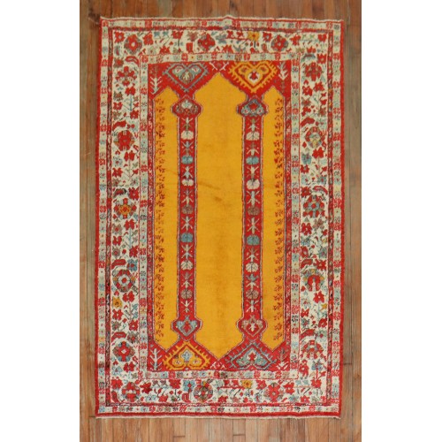 Bright Saffron Antique Angora Oushak Rug No. 31495