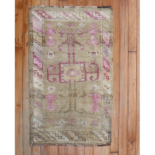 Pink Brown Mini Turkish Rug No. 31557