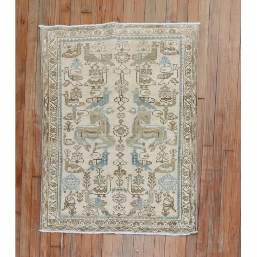 Animal Neutral Persian Scatter Rug No. 31620