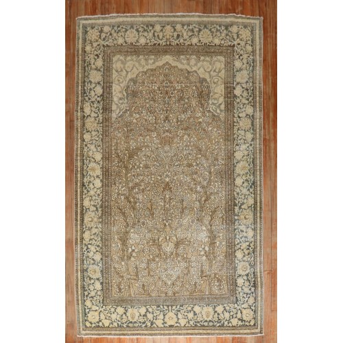 Brown Green Persian Isfahan Mihrab Rug No. 31707