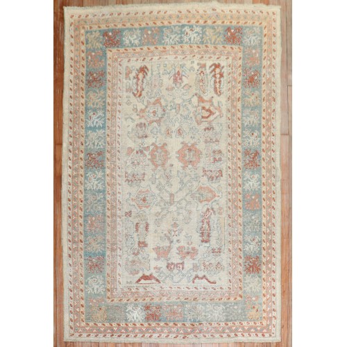 Ivory Antique Turkish Ghiordes Rug No. 31708