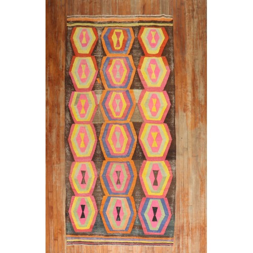 Dazzling Turkish Kilim Gallery Runner No. 31737