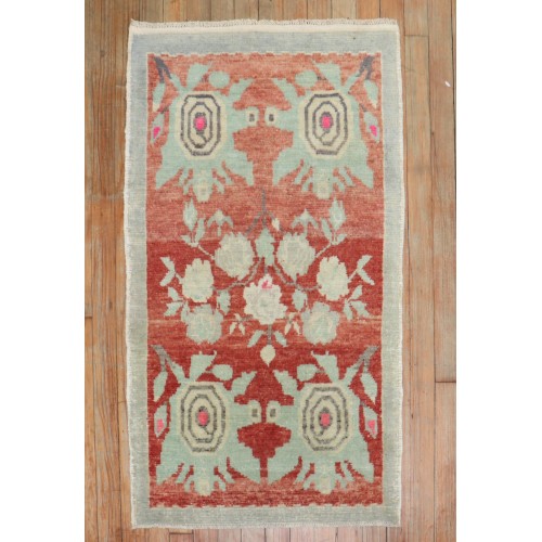 Red Floral Anatolian Scatter Rug No. 31755