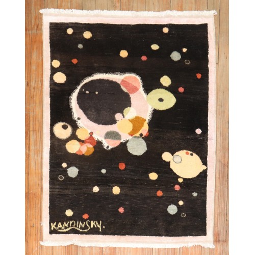 Cotton Vintage Turkish Kandinsky Rug No. 31756