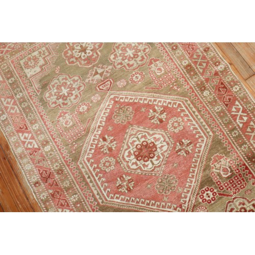 Pea Green Pink Caucasian Rug No. 31793