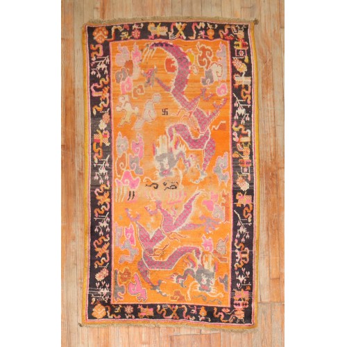 Orange Tibetan Dragon Rug No. 31808