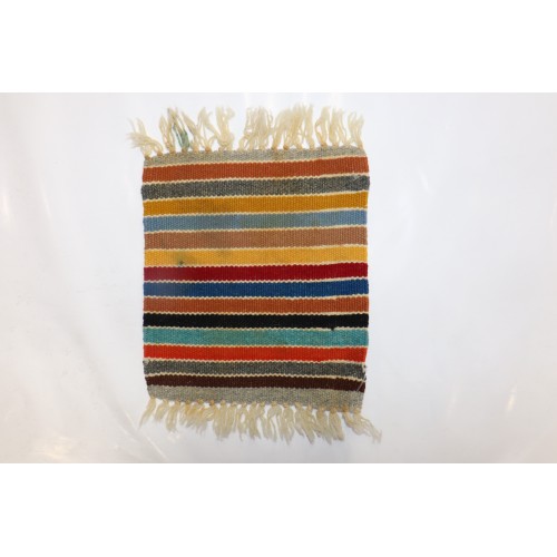 Tiny Colorful Striped Turkish Kilim No. 31840