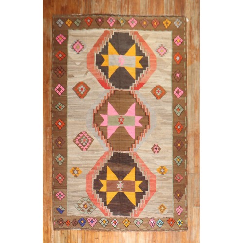 Colorful Turkish Kilim Wide Gallery Rug No. 31883