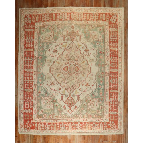 Ivory Antique Turkish Oushak Rug No. 6708