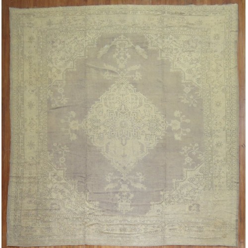 Gray Square Antique Oushak Rug No. 6848