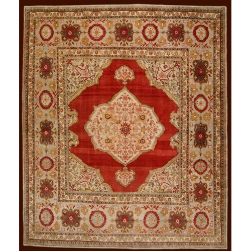 Deep Red Antique Turkish Sivas Square Rug No. 6858