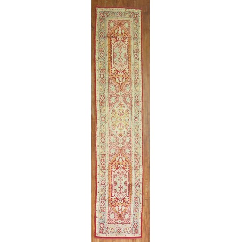 Antique Pink Red Oushak Runner No. 7200