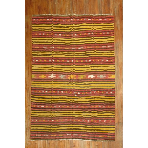 Room SIze Striped Turkish Kilim No. 7989