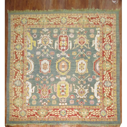 Green Square Turkish Repro Rug No. 8044