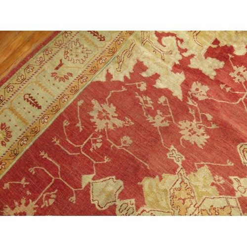 Red Antique Room Size Turkish Oushak Rug No. 8067