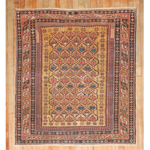 Square Mustard Shirvan Antique Rug No. 8097