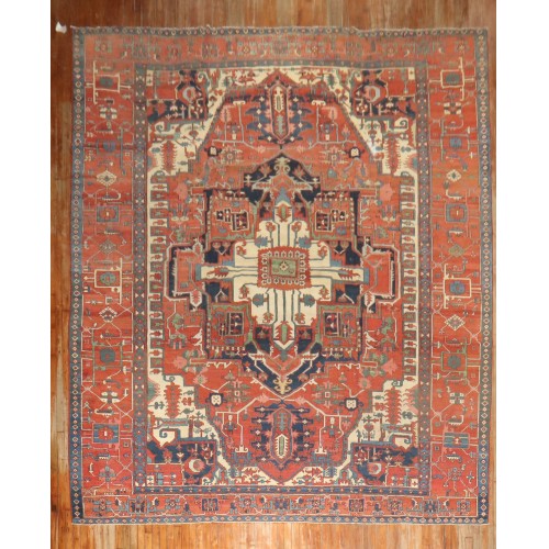 Antique Serapi Rug With Human Elements No. 8215