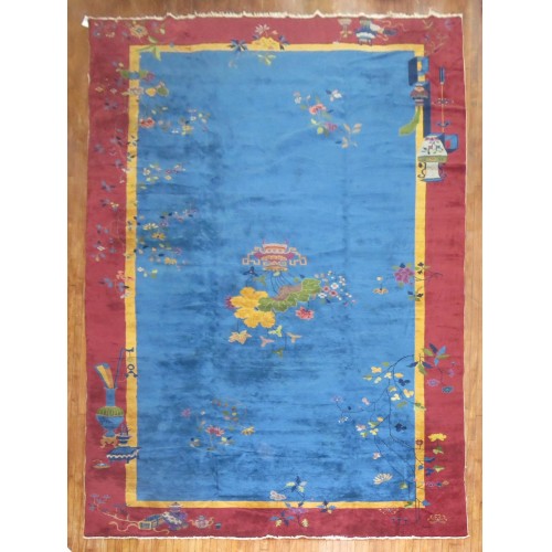 Blue Antique Chinese Art Deco Rug No. 8454