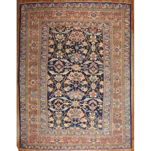 Stunning Antique Navy Mahal Rug No. 8578