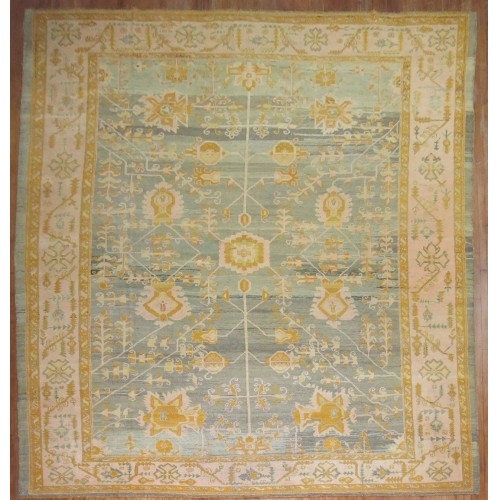 19th Century Gray Blue Antique Oushak Rug No. 8665