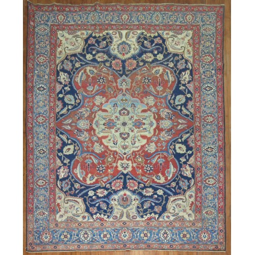 Navy Persian Tabriz Antique Rug No. 8903