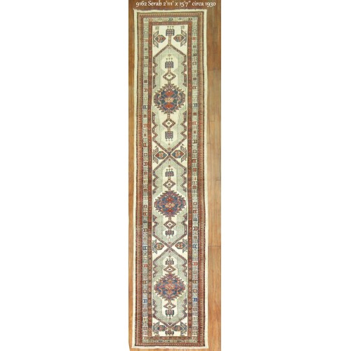 Ivory Tribal Antique Serab Runner No. 9162