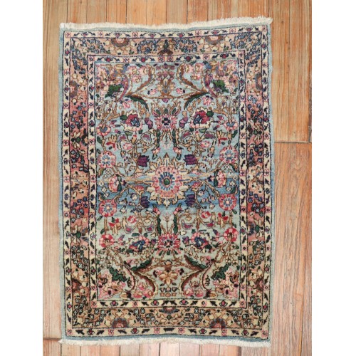 Blue Pink Persian Kerman Mat No. 9198