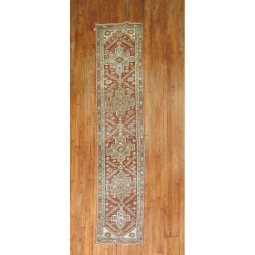 Red Brown Antique Heriz Runner No. 9287