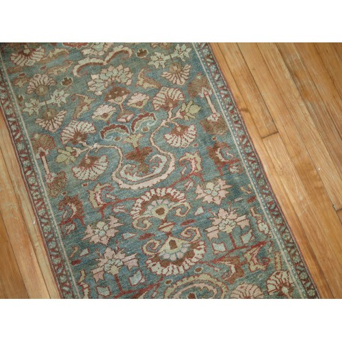 Green Blue Rust Narrow Persian Malayer Runner No. 9608