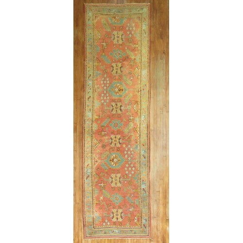 Wide Antique Orange Oushak Runner No. 9859