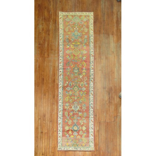 Antique  Orange Coral Oushak Runner No. j1049