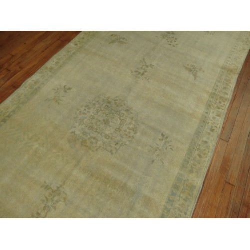 Beige and Green Chinese Gallery Corridor Rug No. j1069