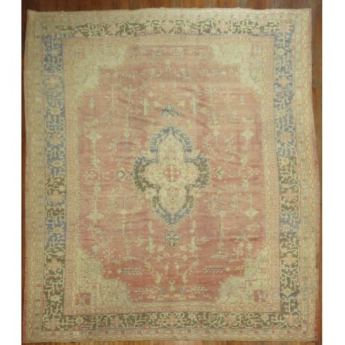 Soft Rose Pink Antique Oushak Rug No. j1284