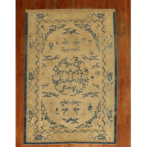 Fine Beige Blue Antique Chinese Rug No. j1380