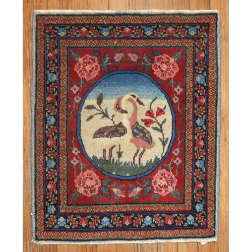 Pictorial Swan Persian Kashan Mat No. j1488