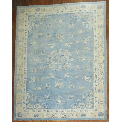 Oversize Light Blue Chinese Rug No. j1538