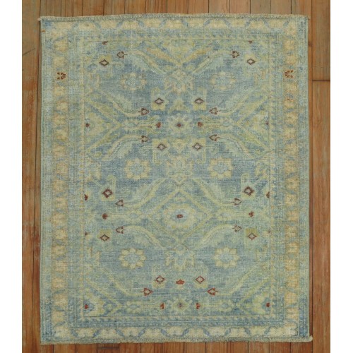 Powder Blue Antique Square Persian Square Mat Rug No. j1585