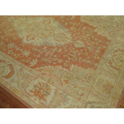 Coral Orange Antique Oushak Rug No. j1594